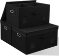 75 Quarts Extra Large Decorative Storage Bins with Lids, 3 Packs Black Collapsible Storage Bins with Lids, Stackable Storage Bins Decorative Box Storage With Lid Extra Large-Ruum Studio Home