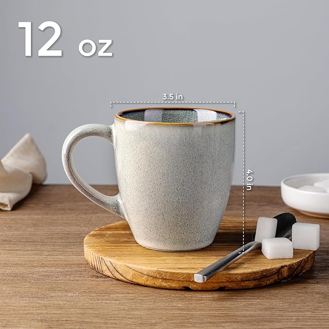 GBHOME Ceramic Coffee Mugs Set of 4, 12oz Stoneware Coffee Mugs Set For Dad Mom Women MEN, Light Weight Coffee Cups for Latte/Tea/Beer/Hot Cocoa, Dishwasher & Microwave Safe-Ruum Studio Home