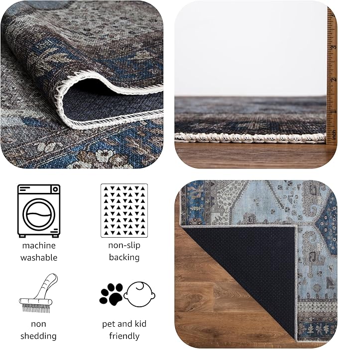 Keen Home Design 4x6 Rug - Machine Washable Area Rug with Non-Slip Backing, Ideal for Living Room, Dining Room, Bedroom - Vintage, Easy Clean, Durable, Low Pile Rug - (4' x 6')-Ruum Studio Home