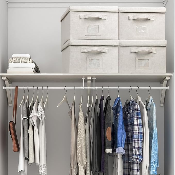 Large 17''x12'' Quart Collapsible Stackable Storage Bins with Lids, 4 Packs Off White Fabric Closet Boxes with Lids, Storage Cube Baskets Container Organizers for Bedroom Office(17''x12.2x''8'')-Ruum Studio Home