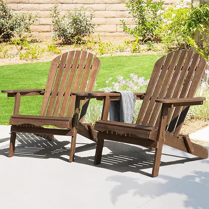 IDZO Outdoor Adirondack Chair Set of 2, Pre-Assembled Backrest, Patio Furniture Set, Outdoor Furniture for Garden, Porch, Deck, Firepit-Ruum Studio Home