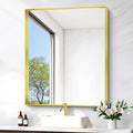 Gold Bathroom Mirror, 30x36 Inch Rectangular Framed Mirror, Large Wall Mounted Bathroom Vanity Mirror Over Sink for Bedroom,Restroom, Living Room, Hangs Vertically or Horizontally-Ruum Studio Home