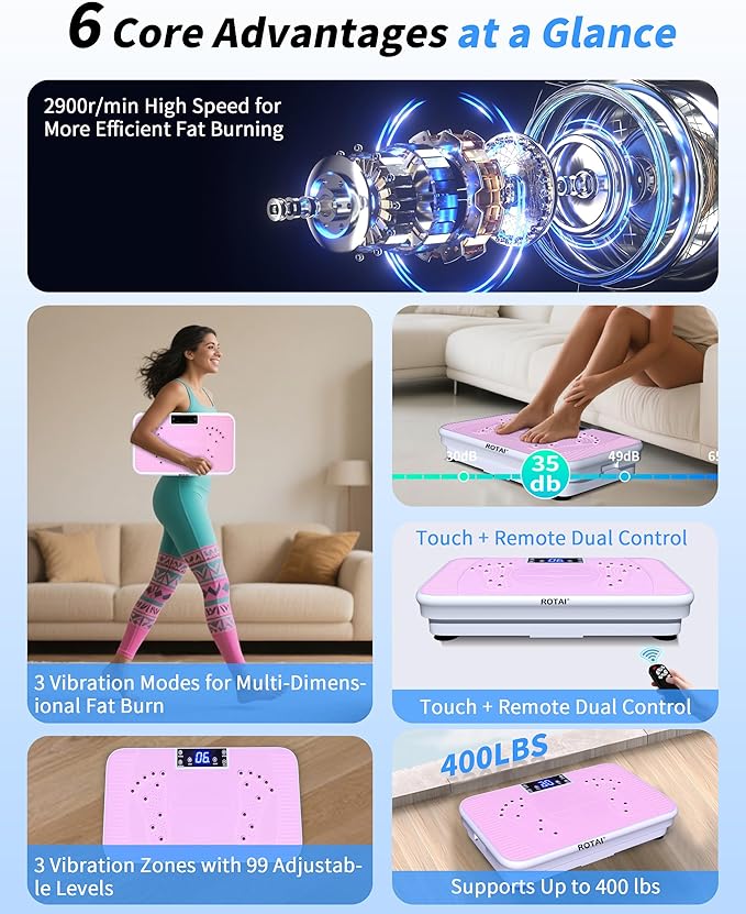 Shake Plate Vibration Exercise Machine for Lymphatic Drainage Massager & Weight Loss, 400 lbs Capacity Whole Body Vibrating Plate Workout for Women and Men-Ruum Studio Home