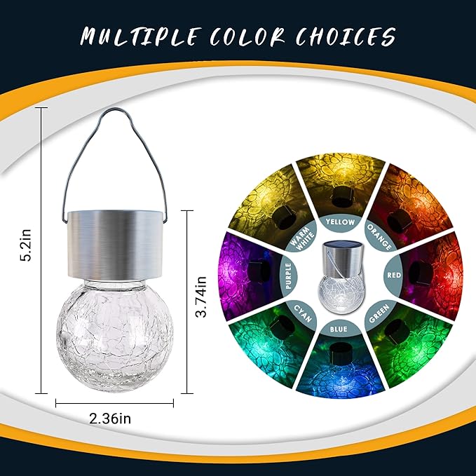 GIGALUMI 24 Pack Solar Outdoor Lights, Solar Hanging Lights for Christmas Decoration-Cracked Glass Solar Lights Outdoor Waterproof for Garden, Yard, Fence, Tree（Warm White）-Ruum Studio Home