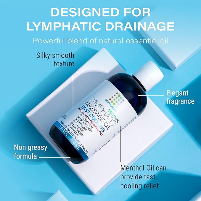 Lymphatic Drainage Massage Oil with Arnica & Coconut Oil, Cooling Menthol for Relief, Post Surgery Recovery & Lipedema, Liposuction, 360 Lipo, BBL, Tummy Tuck, Fibrosis Treatment, 8.5 Oz-Ruum Studio Home