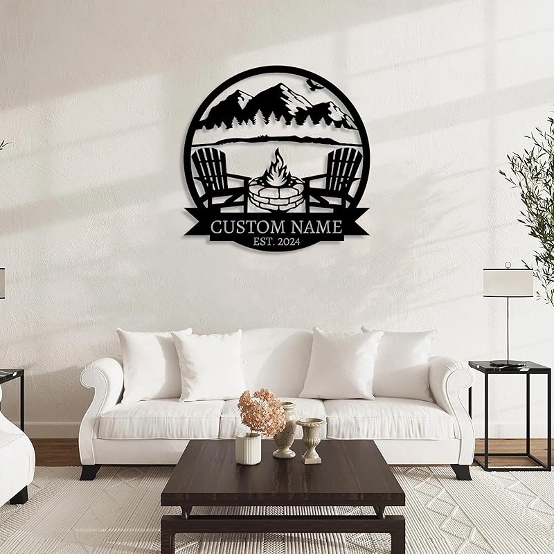 Personalized Camping Signs | Custom Metal Sign | Custom Mountain Campfire Sign | Custom Signs Outdoor Metal | Family Name Sign | Personalized Campfire Name Sign | Metal Wall Art | Camping Signs-Ruum Studio Home