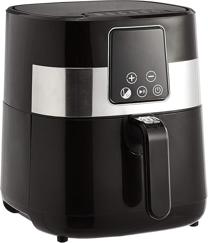 Amazon Basics 3.2 Quart 6-In-1 Air Fryer (Fry, Crisp, Roast, Bake, Reheat, Dehydrate), Non-Stick, with Timer, Auto Shut-Off, Digital Touch Screen, 180-400°F, 1400W, Black/Silver-Ruum Studio Home