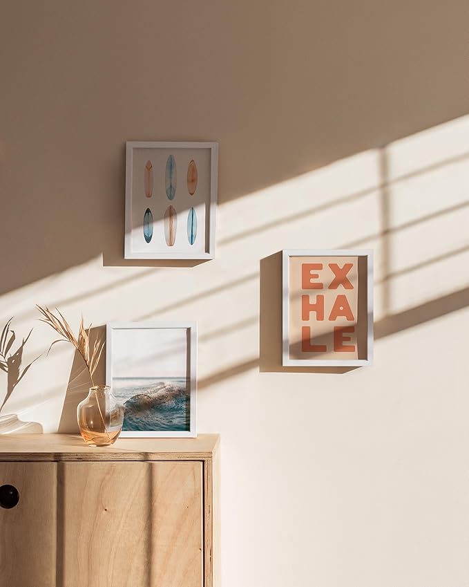 HAUS AND HUES 6x8 White Metal Picture Frames - Photo Frames 6x8 - Features Premium Aluminum, Vertical Hanging, Easel Back for Tabletop, Home, Office (6x8 in, White, Set of 3)-Ruum Studio Home