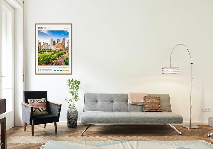 StudioUBILA Houston Wall Art Poster, Decorative Cityscape Landscape Art Prints, Home Decor Wall Art Print for Bedroom Living Room Kitchen Decorations, Unframed-Ruum Studio Home