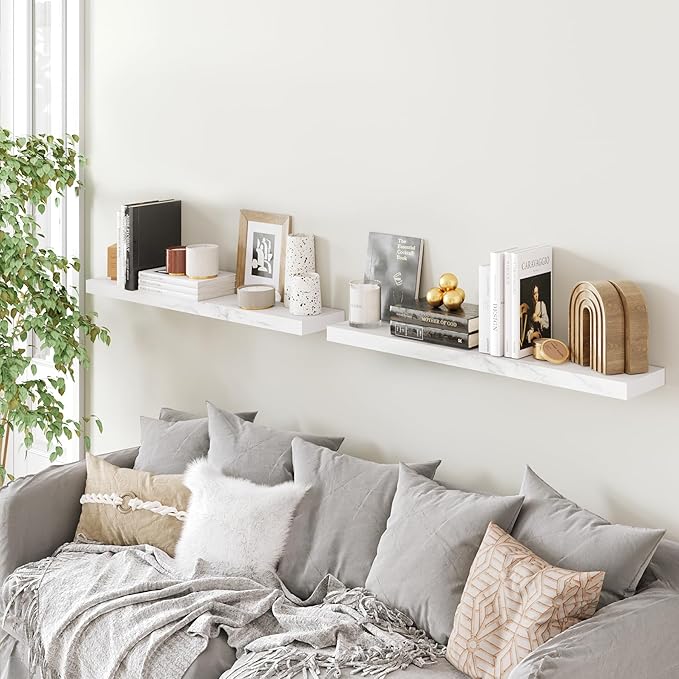 BAMEOS Floating Shelves,40 in W x 8in D Wall Mounted Wooden Shelves with Invisible Brackets Set of 2, Hanging Wall Shelves Decoration for Bedroom, Bathroom, Living Room and Kitchen-Ruum Studio Home