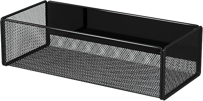 Magnetic Basket Organizer Holder for Fridge Magnetic Storage Bin Box Containers for Refrigerator Whiteboard Classroom (Large, Black)-Ruum Studio Home