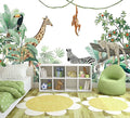 WFBHUA-Kids Safari Wallpaper Tropical Jungle Botanical Leaf Wall Mural for Nursery Boys Bedroom Girls Bedroom Playroom (Not Peel and Stick)-Ruum Studio Home