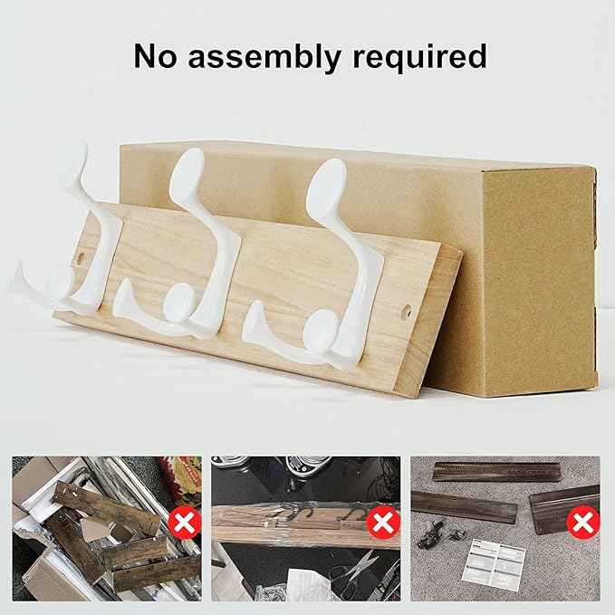 SKOLOO 17-Inch Natural Wood Coat Rack Wall Mount with 3 Triple Hooks - Ideal for Family Entrances, Classrooms, and Pet Supplies Storage - Perfect Coat Hooks for Wall-Ruum Studio Home