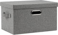 Medium 15" 21 Quart Collapsible Stackable Storage Bins with Lids, 1 Pack Gray Foldable Fabric Closet Storage Boxes with Lids, 4 Handles Heavy-duty Linen Cube Baskets for Bedroom-Ruum Studio Home