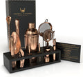 Highball & Chaser 13-Piece Cobbler Cocktail Shaker Set Matte Copper Stainless Steel Bartender Kit For Home Bar Cocktail Set Laser Engraved Cocktail Tools Plus E-Book with 30 Different Cocktail Recipes-Ruum Studio Home