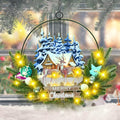 Light up Christmas Wreaths for Front Door, Welcome Metal Wooden Door Wreath Decor Hanging Sign, 30 LED Lighted Wall Decor Battery Operated for Halloween Indoor Outdoor (Deer)-Ruum Studio Home