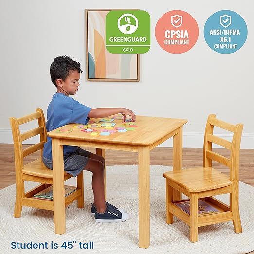 ECR4Kids Three Rung Ladderback Chair with Storage, 12in Seat Height, Classroom Seating, Honey, 2-Pack-Ruum Studio Home