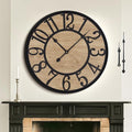 Large Wall Clock for Living Room Decor - Non-Ticking, Battery Operated Modern Vintage Wood Clock for Bedroom, Kitchen, Farmhouse, Office - Oversized Decorative Silent Clock-Ruum Studio Home