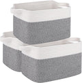 OIAHOMY 3 Pack Storage Basket for Organizing, 13''X9.85''X8.7'' Storage Bins,Woven Basket Basket with Handles, Toy Storage Basket Bin,Stylish Room Decor Basket, White & Grey variegated-Ruum Studio Home