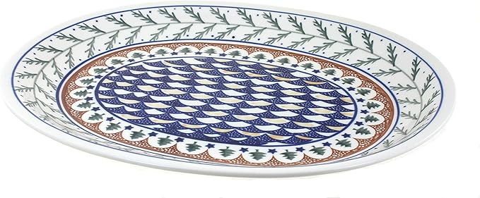 Blue Rose Polish Pottery Evergreen Large Serving Platter-Ruum Studio Home