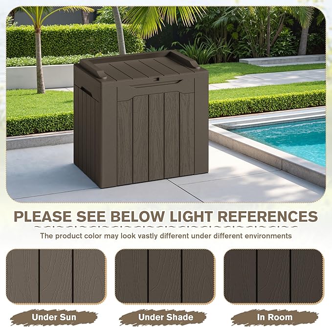 JUMMICO 31 Gallon Resin Deck Box Waterproof Indoor Outdoor Storage Boxes for Patio Furniture Cushions and Garden Tools (Brown, 31gallon-2 Packs)-Ruum Studio Home