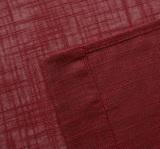 MIUCO Semi Sheer Curtains Poly Linen Textured Solid Grommet Curtains 63 Inches Long for Living Room 2 Panels (2 x 37 Wide x 63" Long) Burgundy-Ruum Studio Home