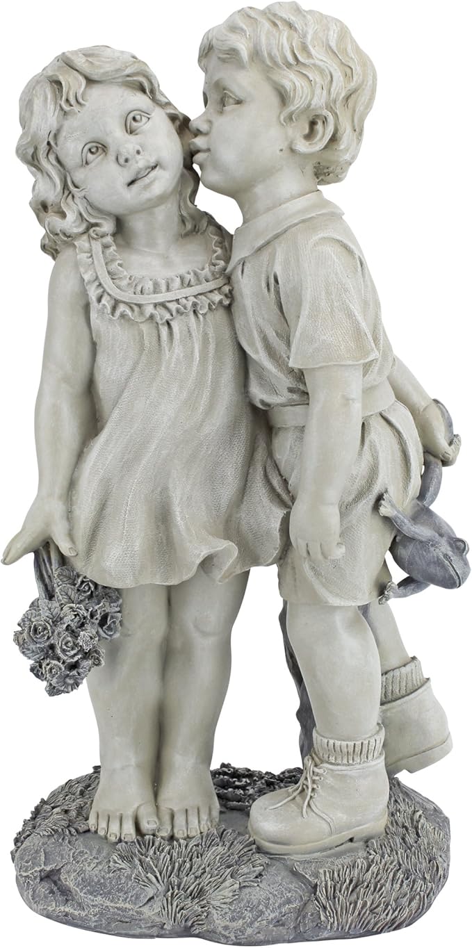 Young Sweethearts: Kissing Children Garden Statue-Ruum Studio Home