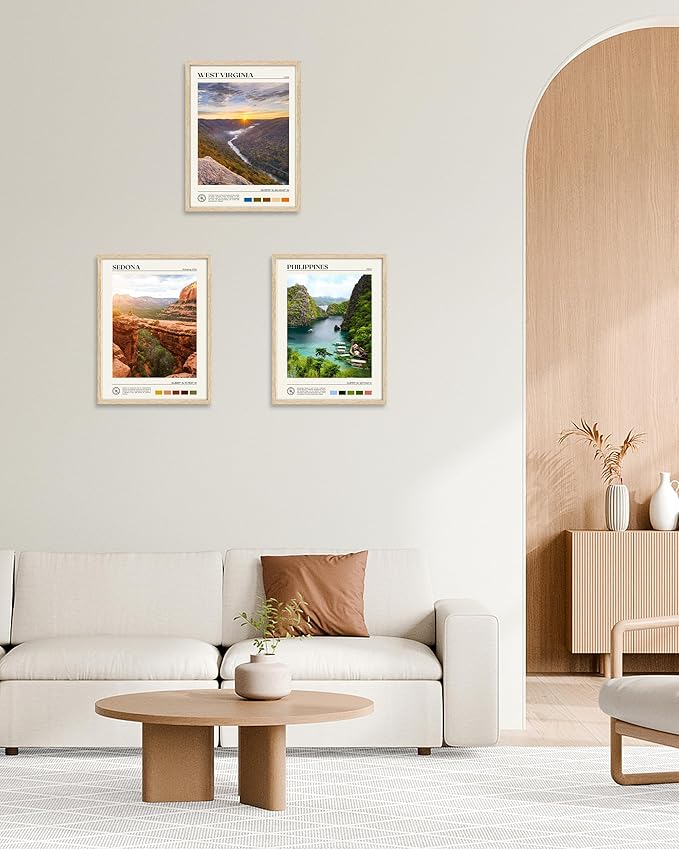 HesenDot Natural OAK Wood Framed Philippines Natural Scenery Wall Art,12x16in Busuanga Island Landscape Canvas Print,Urban Landmark Wall Decor for Living Room,Bedroom,Office Gallery,Set of 1-Ruum Studio Home