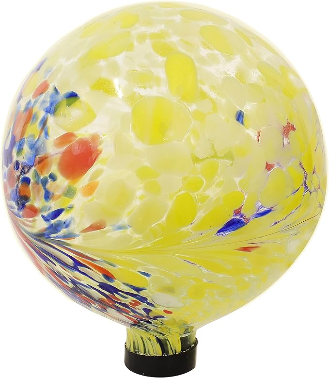 Sunnydaze 10-Inch Gazing Ball for Garden - Glass Gazing Globe for Outside - Garden Orb Yard Decor - Bright Summer Burst - Set of 2-Ruum Studio Home