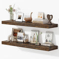 Dreamland 40 Inches Floating Shelves for Wall, 9.3" Deep Long Floating Shelves Set of 2, Large Display & Storage Shelf, Wall Shelf for Bathroom Bedroom Living Room Kitchen Office, Rustic Brown-Ruum Studio Home