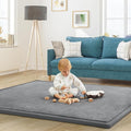 Baby Play Mat for Floor Tummy Time Mat Nursery Muscle Area Rug Playroom Rug Tatami 79"x138" Memory Foam 1.3" Thick Crawling For Babies,Toddlers, Infants, Kids,Floor(Grey)-Ruum Studio Home