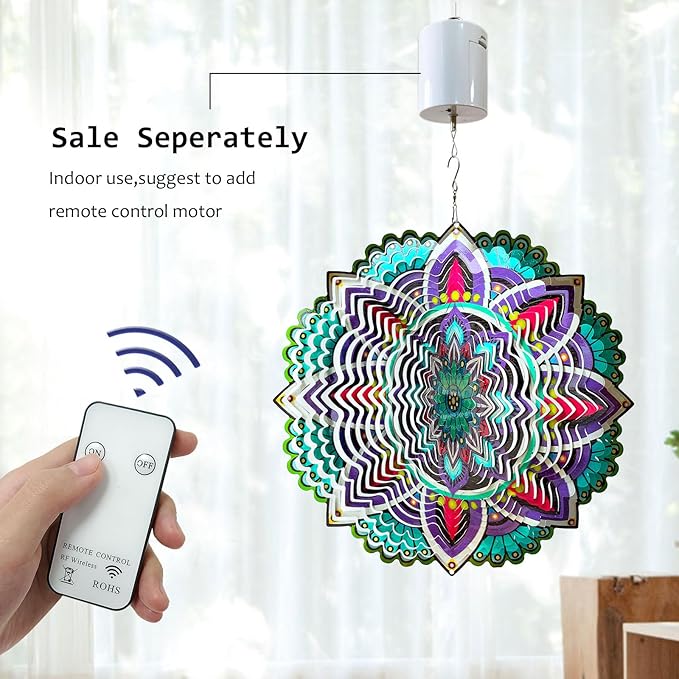 Hanging Wind Spinners for Yard and Garden Mandala Purple Star,Kinetic Wind Spinners Outdoor Worth Gift Christmas Decorations,12Inch Stainless Steel Wind Spinner for Outdoor&Indoor Decor-Ruum Studio Home