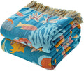 MSGKV Throw Blanket for Couch Cotton Muslin Breathable Cute Ocean Animals Blanket 50"x60" Sofa Chair Blankets for All Seasons Lightweight Farmhouse Blankets Home Decor-Ruum Studio Home