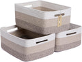 Large Storage Baskets for Organizing, Closet Shelf Baskets for Clothes Blanket Towels, Baby Nursery, Toy Bins Box, Woven Rope Basket, 17 x 13 x 7.5”, 3 Packs Gradient Brown-Ruum Studio Home