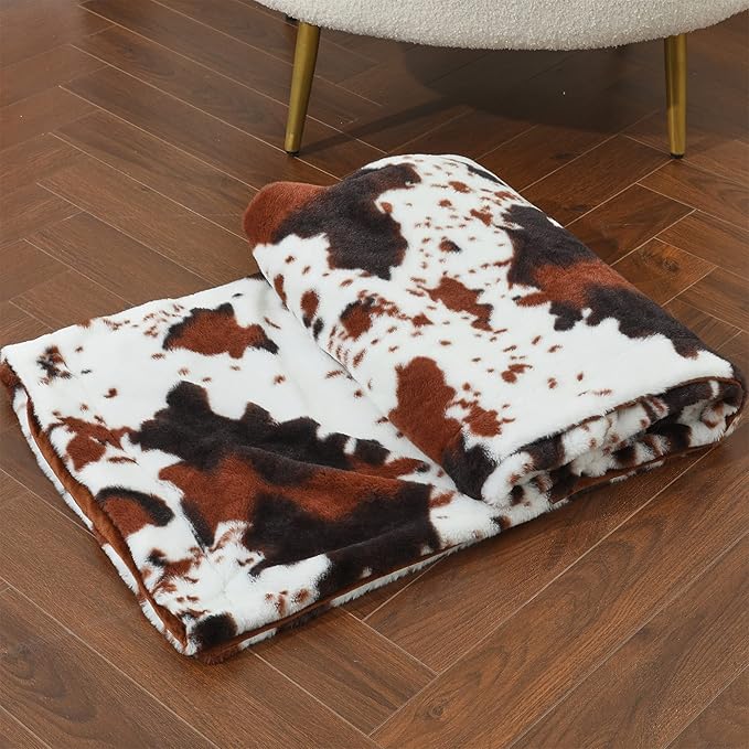 RYNGHIPY Cow Blanket Lightweight Soft Cow Print Sofa Bed Travel Blankets Warm Coffee Cow Throw Blanket for Baby Kids Girls Boys Adults (Coffee, 63''x79'')-Ruum Studio Home