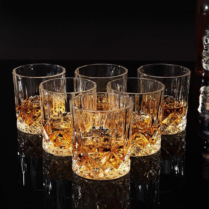KANARS Whiskey Glasses Set of 6 with Elegant Gift Box,10 Oz Premium Old Fashioned Crystal Glass Tumbler for Liquor, Scotch, Cocktail or Bourbon Drinking, Gifts for Birthday Wedding Anniversary-Ruum Studio Home