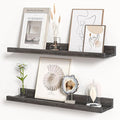 Floating Shelves for Wall, Picture Ledge Shelf 24 Inch Solid Wood Set of 2, Rustic Wall Shelves with Lip, Kids Bookshelf, Photo & Picture Live Edge Floating Shelves for Bedroom, Living Room, Kitchen-Ruum Studio Home