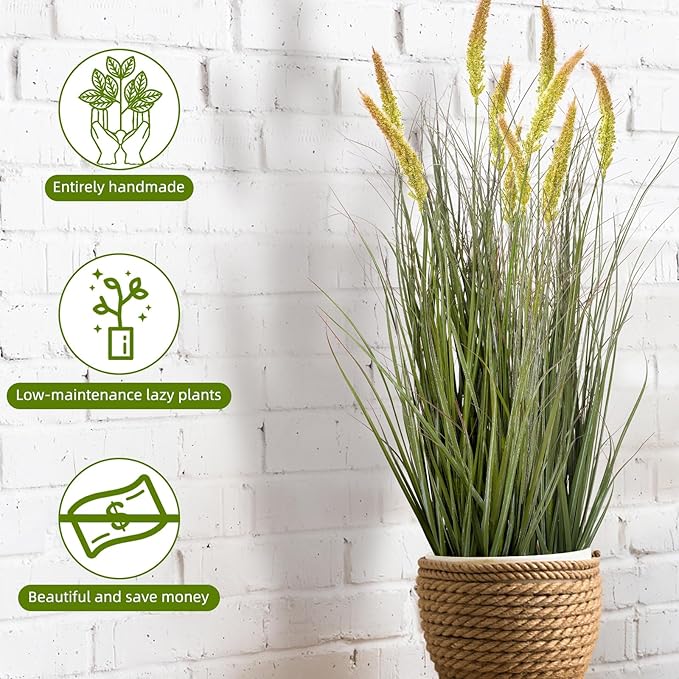 Green Onions Fake Plants,Artificial Plants Indoor, Fake Grass Decor Green Plant Fake Outdoor Flowers Fake Succulents,Artificial Tall Grass Plants with Pots House Decorative(36“ 2 Pack)-Ruum Studio Home