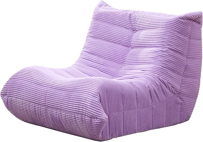 Bean Bag Chairs for Adults Giant Bean Bag Chair Memory Foam BeanBag Chair Big Bean Bag Sofa with Filler Faux Fur Fireside Beanbags Lazy Sofa for Living Room Bedroom Dorm Office (Purple Corduroy)-Ruum Studio Home