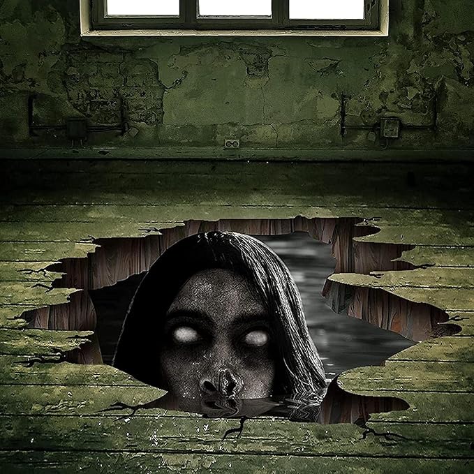 3D Halloween Floor Decals Scary Halloween Zombie Stickers for Living Room, Spooky Blind Women Scratching Floor Stickers Vinyl Removable Decals Art Decorations Party Supplies for Bar Pub-Ruum Studio Home