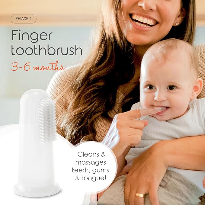 Cherish Baby Care Baby Toothbrush & Toddler Toothbrush Set (0-2 Years) - BPA-Free & Safety-Tested, 2023 Award Winner, Food-Grade Silicone (Teal)-Ruum Studio Home