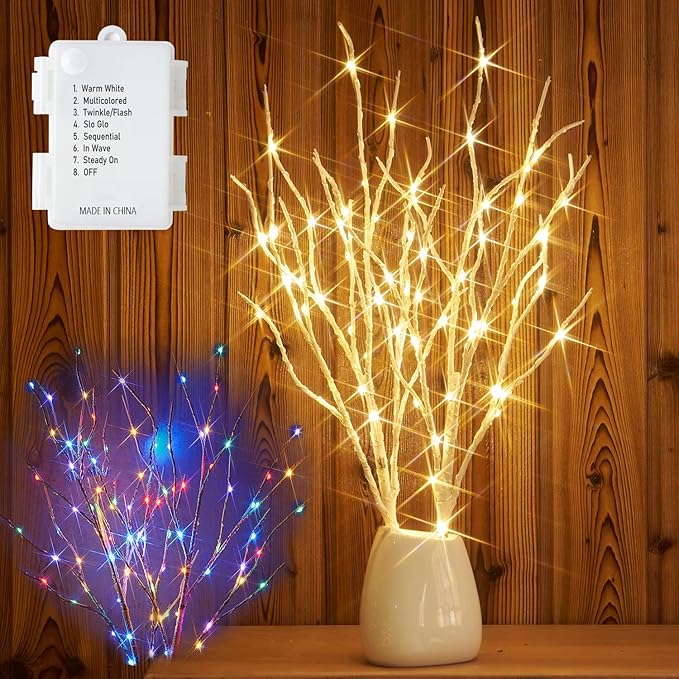 Birchlitland Lighted Birch Branches Battery Operated 18IN 70 LED 8 Function, White or Multiple Colors, Artificial Decorative Branch Lights for Home and Holiday Decoration Indoor Outdoor-Ruum Studio Home
