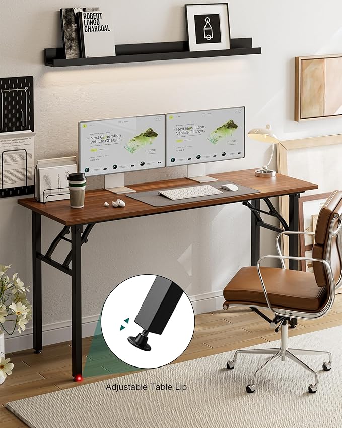 Frylr Small Folding Computer Desk – Portable 55.1 Inch Foldable Laptop Table, Collapsible and Compact for Easy and Fast Setup, Lightweight for Small Spaces, Home Craft and Study Use, Dark Walnut-Ruum Studio Home