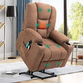 VIVIJASON Power Lift Chair Electric Recliner for Elderly Heated Vibration Massage Fabric Recliner Chair with 2 Remote Controls, Cup Holders, Side Pockets & USB Ports for Living Room (Coffee)-Ruum Studio Home