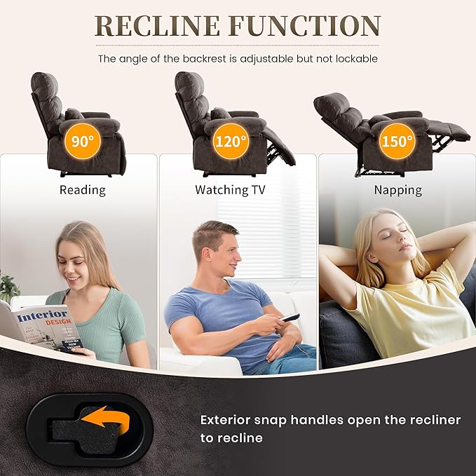 Oversized Recliner Chair Extra Wide Large Recliner for Adults 350lbs with Lumbar Support Pillow Nursery Chair Living Room (Manual, GREY-6002)-Ruum Studio Home