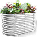 Land Guard 6x3x3ft Oval Galvanized Raised Garden Beds, Large-Capacity Metal Planter Box Outdoor, Durable Deep Raised Garden Bed 3ft Tall, Raised Beds for Gardening Vegetables, Classic Silver-Ruum Studio Home