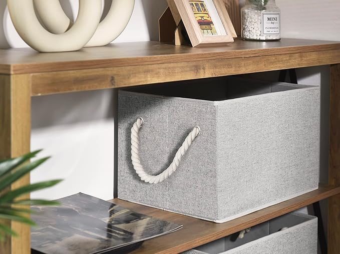 StorageWorks Storage Baskets for Shelves, Foldable Fabric Closet Storage Bins with Handles, Fabric Storage Bins Clothes Organizer, Gray, 3-Pack, Extra Large-Ruum Studio Home