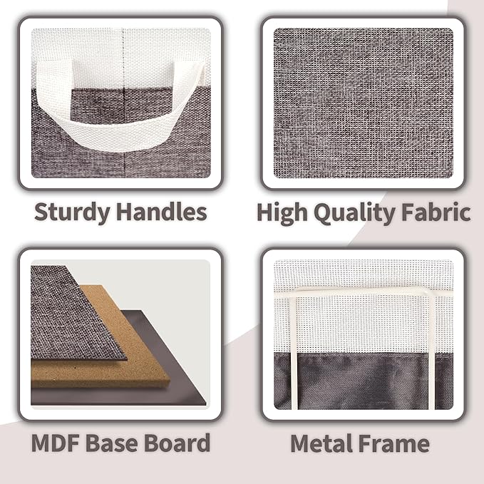 GRANNY SAYS Storage Baskets for Shelves, Closet Organizer Bins, Clothes Storage Bins with Metal Frame, Extra Large Baskets for Organizing and Storage, Collapsible, Gray&White, 2-Pack-Ruum Studio Home