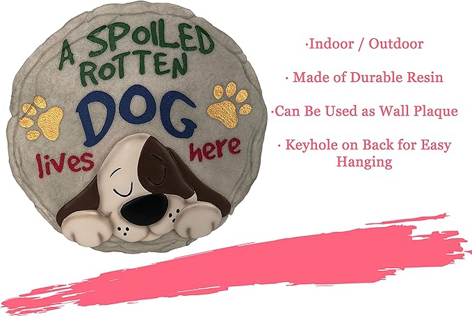 Spoontiques - Garden Décor - Spoiled Rotten Dog Stepping Stone - Decorative Stone for Garden-Ruum Studio Home