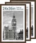 24x36 Poster Frame 3 Pack - Brown Woodgrain, Wood Picture Frame, Wall Gallery Frame - Wall Hanging-Ruum Studio Home